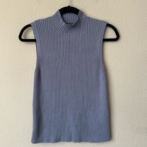Bagatelle Ribbed Sleeveless Top - Light Blue Size Large